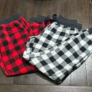 Aeropostale Kids Plaid Pajama Bottoms - Red and Black, White and Black